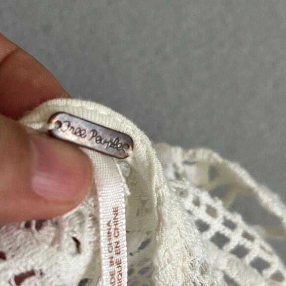 Free People Holy Mountain Mini Floral Crochet Dress M White Cottagecore Coquette - Picture 7 of 12